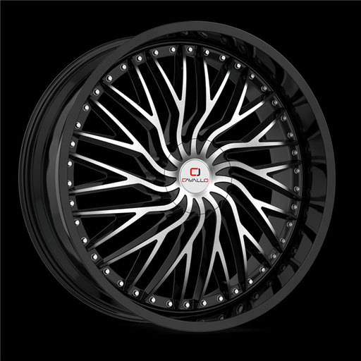 [CLV-43228551121143+38BM] CAVALLO CLV-43 GLOSS BLACK & MACHINED 22X8.5 5X112/5X4.5 +38 +74.1 *NC*