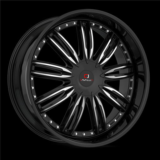 [CLV-5422955115120+15BM] CAVALLO CLV-54 GLOSS BLACK & MACHINED 22X9.5 5X115/5X4.75 +15 +74.1 *NC*