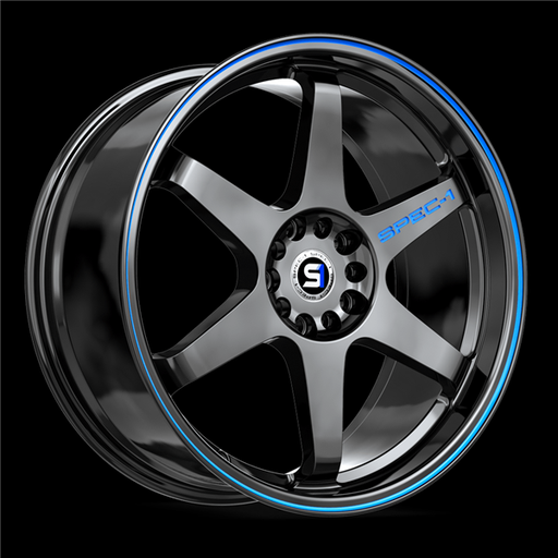 [SPT-3318853638GBBL] SPEC-1 RACING SPT-33 GLOSS BLACK & BLUE LINE 18X8.5 5X112/5X4.5 +38 +73.1 *NC*