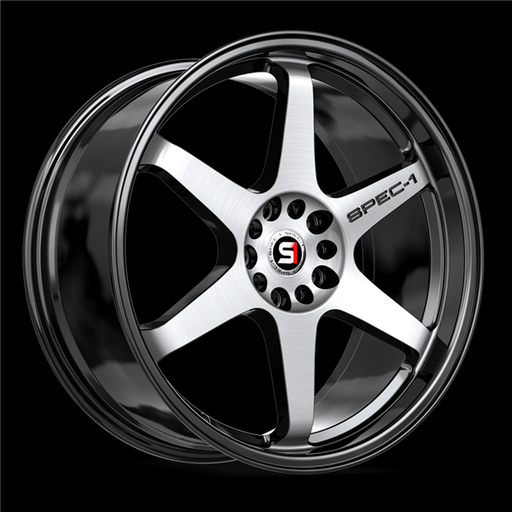 [SPT-3318853638BM] SPEC-1 RACING SPT-33 GLOSS BLACK & MACHINED 18X8.5 5X112/5X4.5 +38 +73.1 *NC*