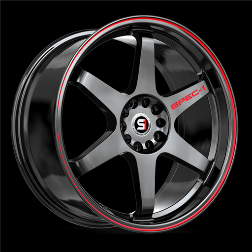 [SPT-3318853638GBRL] SPEC-1 RACING SPT-33 GLOSS BLACK & RED LINE 18X8.5 5X112/5X4.5 +38 +73.1 *NC*