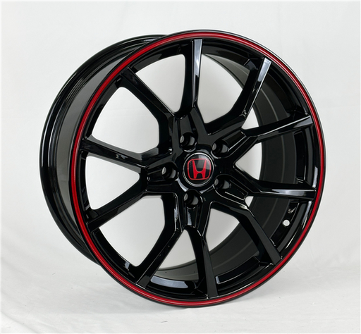[AO30123167006+35GBR] AO30123 HONDA \TYPE R STYLE\" REPLICA 16X7+35 5X114.3 C.B 64.10 GLOSS BLACK RED"
