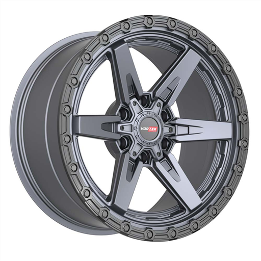 [6021895712MTBR] VORTEK VRT-602 MATTE TITANIUM WITH BLACK BEAD RING 18X9.0 6X135/6X5.5 +12 +106.1 *NC*