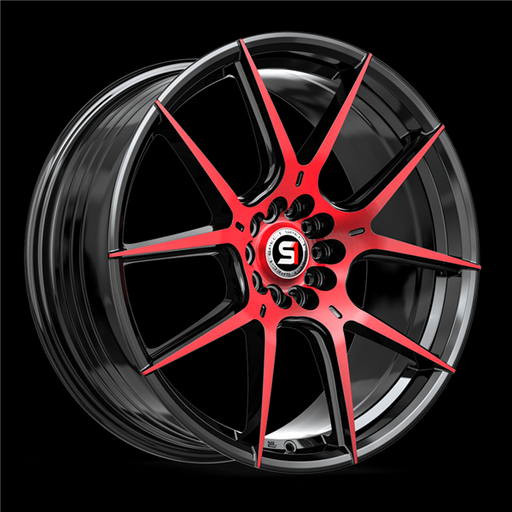 [SP-711783642BMR] SPEC-1 SP-71 GLOSS BLACK & RED MACHINED 17X8.0 5X112/5X4.5 +42 +73.1 *NC*