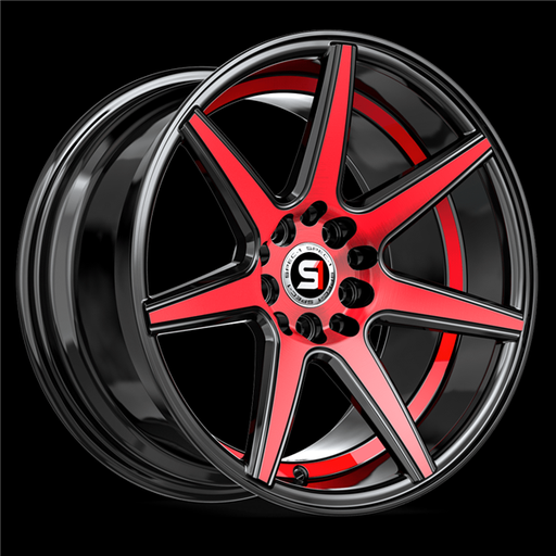 [SP-7317753242BMRU] SPEC-1 SP-73 GLOSS BLACK RED MACHINED & UNDERCUT 17X7.5 5X4.25/5X4.5 +42 +73.1 *NC*