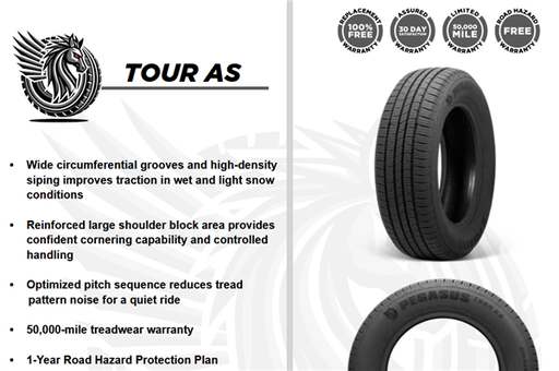 [1792241738] 235/65R17 PEGASUS HTX A/S 104T 560 A A  50K+ ROAD HAZARD