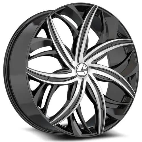 [AZA-54120853235BM] AZZARA AZA-541 GLOSS BLACK & MACHINED 20X8.5 5X4.25/5X4.5 +35 +74.1 *NC*