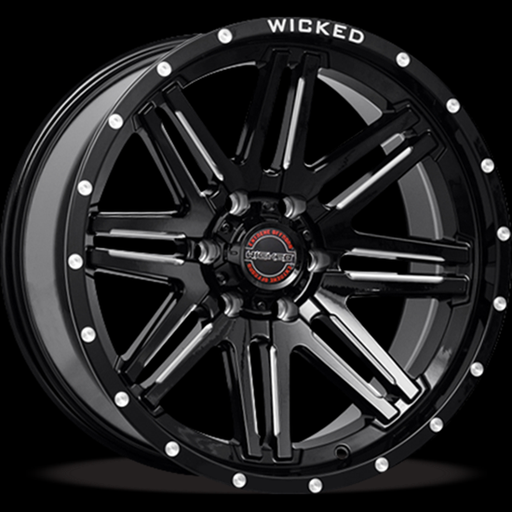 [W901B200655-12GBMW] WICKED-OFFROAD W901 GLOSS BLACK MILLED 20X10 6X139.7/6X5.5 -12 +106.2