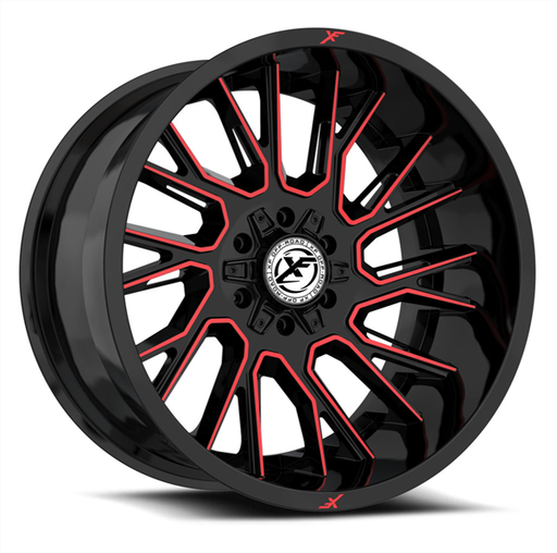 [XF-230209061351397+12BMR] XF OFF-ROAD XF-230 GLOSS BLACK & RED MACHINED 20X9.0 6X135/6X5.5 +12 +106.4 *NC*