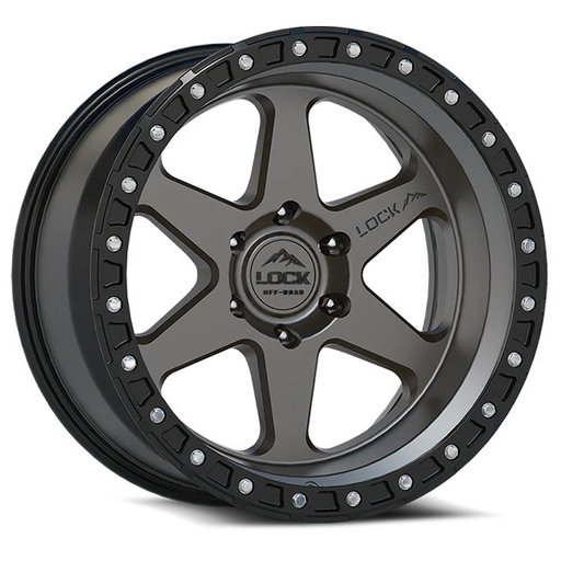 [OLYMPUS-7969MGMBR12N] LOCK OFFROAD OLYMPUS 17X9 6X139.7 -12 C.B 106.2 MATTE GREY WITH MATTE BLACK RING