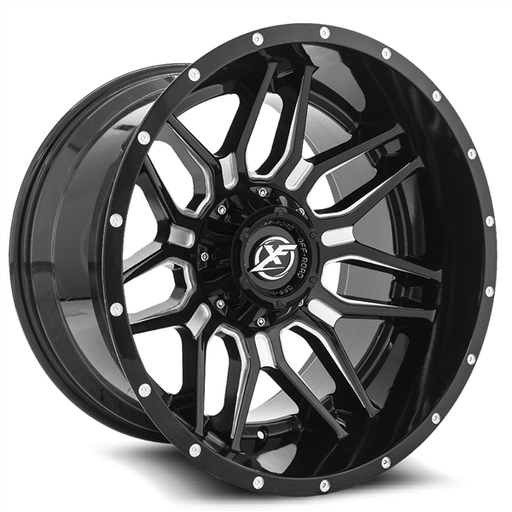 [XF-222221281651170-44GBM] XF OFF-ROAD XF-222 GLOSS BLACK & MILLED 22X12 8X165.1/8X170 -44 +125.2 *NC*