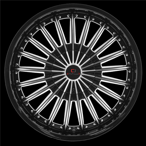 [CLV-3222955115120+15BM] CAVALLO CLV-32 GLOSS BLACK & MACHINED 22X9.5 5X115/5X4.75 +15 +74.1 *NC*