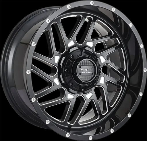 [808GB-201253-44] 20X12 IMPACT 808 5X139.7/5X150 -44MM (110.3MM) GLOSS BLACK MILLED WINDOWS