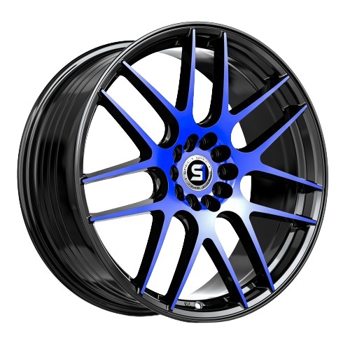 [SP-6520853638GBBLM] SPEC-1 SP-65 GLOSS BLACK & BLUE MACHINED 20X8.5 5X112/5X4.5 +38 +73.1