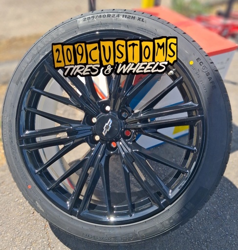 (SET OF 4) 24" ZL1 REPLICA WHEELS AND TIRES SHIPS WITH 285-40-24 TIRES, SENSORS, LUGS AND LOGOS INCLUDED.