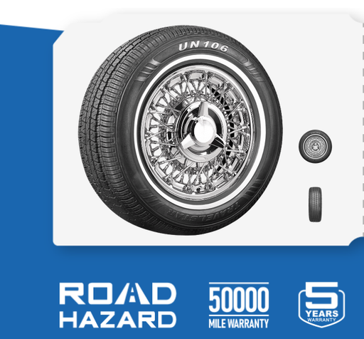 [LL-PCR002] 185/75R14 TRAVELSTAR UN106 89S WHITE WALL M+S 480-A-B 50K + ROAD HAZARD