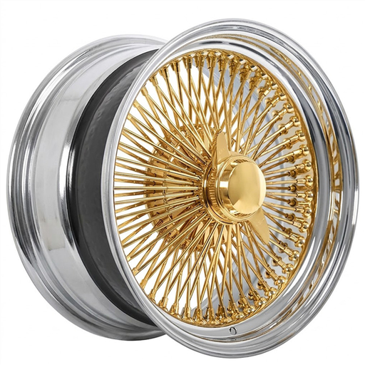 [16X7-S100S-S/LG] WIRE WHEELS 16X7 STANDARD 100 SPOKE S/L CENTER 24K GOLD