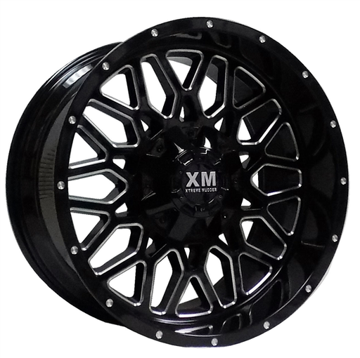 [XM328201234-44GBMD] XTREME MUDDER XM-328 1264 20X12-44 6X135+6X139.7 C.B 106 GLOSS BLACK MILL EDGE DOT