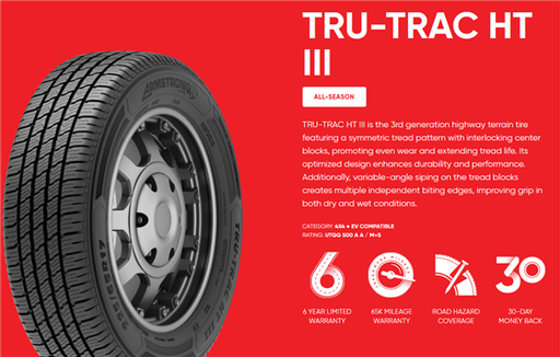 [1200068447] LT265/70R17 ARMSTRONG TRU-TRAC H/T III 121/118S 10PLY 10PLY 65K+ROAD HAZARD