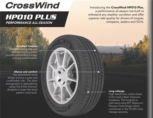 [CROS-CTR1755LL] 225/60R17 CROSSWIND HP010 PLUS 99H 520A-A 50K+ ROAD HAZARD