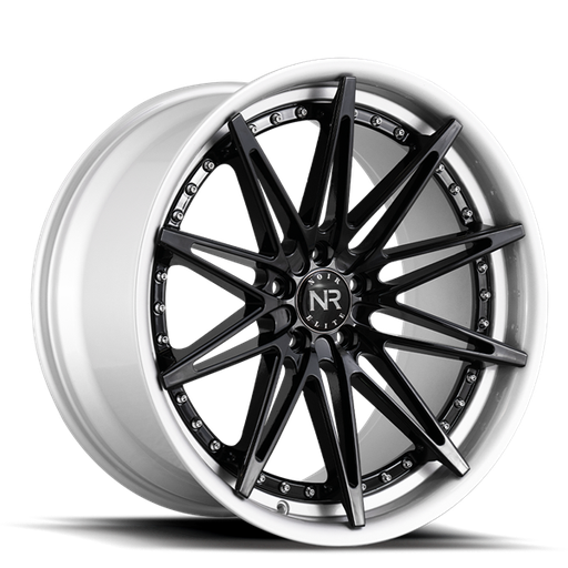 [NR10820105112-40BSL] 20X10 NOIR ELITE NO 108 5X112 40MM C.B 66.56 GLOSS BLACK W/ SILVER LIP