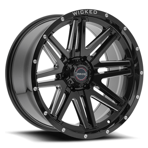 [W901200550-12GBMW] 20X10 WICKED 901 5X127 -12MM C.B. 71.5 GLOSS BLACK MILLED