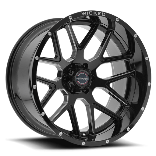 [W903200867-24GBMW] 20X10 WICKED 903 8X170 -24MM C.B. 125.2 GLOSS BLACK MILLED