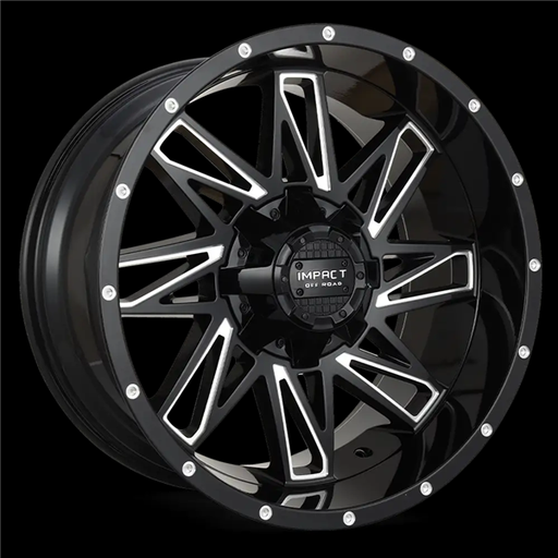 [814GB-89056-12] 18X9 IMPACT OFFROAD 814 5X139.7/5X127 -12MM (78.1MM) GLOSS BLACK MILLED WINDOWS
