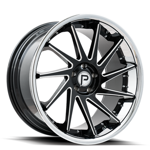 [P21620105120-40GBMLS] 20X10 EPIC 5X120 40MM C.B 72.56 GLOSS BLACK MILLED W/ SS LIP (SOLD AS STAGGERED ONLY)