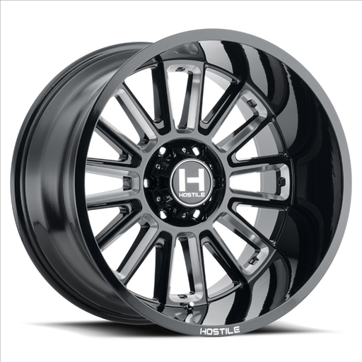 [H115-2010515047B] 20X10 HOSTILE H115 5X150 -19MM C.B 110 BLADE CUT (BLACK MILLED)