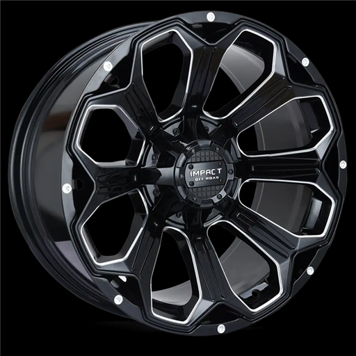 [817GB-21056-12] IMPACT OFFROAD 817 20X10 5X127/139.7 -12 C.B 87.1 GLOSS BLACK WITH MILLED SPOKE WINDOW