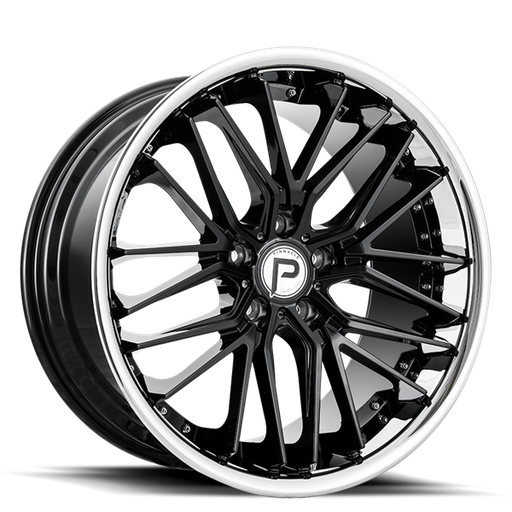 [P21420105545-40GBS] 20X10 LEGACY 5X114.3 40MM C.B 73.1 GLOSS BLACK W/ SS LIP (SOLD AS STAGGERED ONLY)
