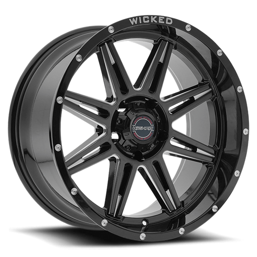 [W905200550-12GBMW] 20X10 WICKED 905 5X127 -12MM C.B. 71.5 GLOSS BLACK MILLED