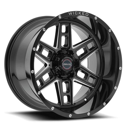 [W906200550-12GBMW] 20X10 WICKED 906 5X127 -12MM C.B. 71.5 GLOSS BLACK MILLED
