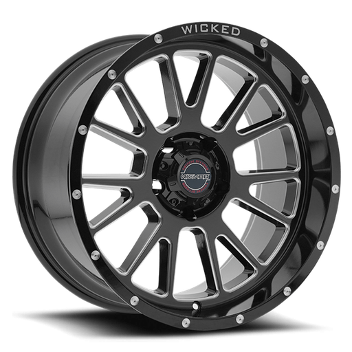 [W907200550-12GBMW] 20X10 WICKED 907 5X127 -12MM C.B. 71.5 GLOSS BLACK MILLED