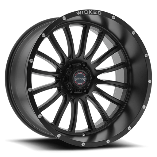 [W908200550-12MB] 20X10 WICKED 908 5X127 -12MM C.B. 71.5 SATIN BLACK MILLED RIVET