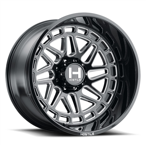 [H122-2012513947B] 20X12 HOSTILE H122 5X139.7 -44MM C.B 87 BLADE CUT ( BLACK MILLED )