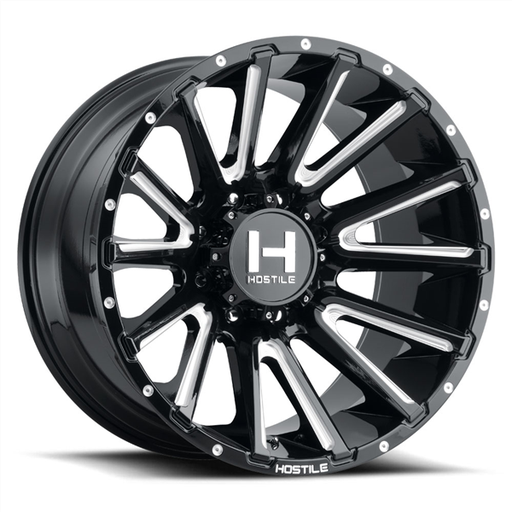 [H123-2012613547B] 20X12 HOSTILE H123 6X135 -44MM C.B 87 BLADE CUT ( BLACK MILLED )