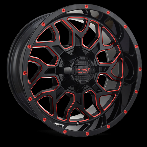 [813R-201266-44] 20X12 IMPACT OFFROAD 813 6X139.7/6X135 -44MM (106.1MM)GLOSS RED MILLED WINDOWS