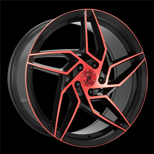 [605BMRF-28512+35] 20X8.5 IMPACT RACING 605 5X114.3 35MM (73.1MM) GLOSS BLACK RED MACHINED FACE