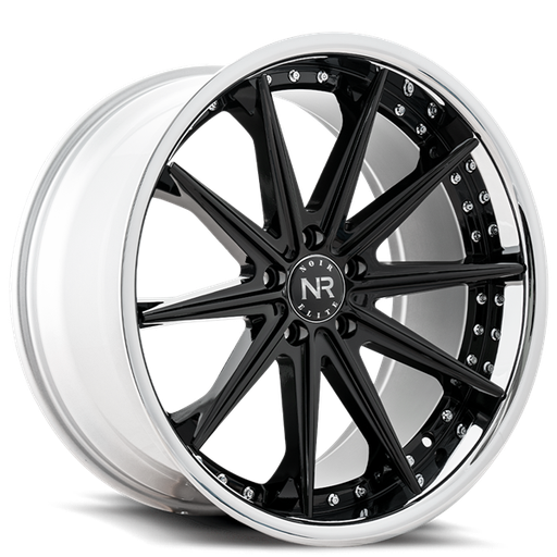 [NR10020855112-35BLS] 20X8.5 NOIR ELITE NO 100 5X112 35MM C.B 66.56 GLOSS BLACK W/ SS LIP