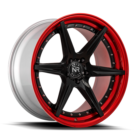 [NR10420855120-35GBRL] 20X8.5 NOIR ELITE NO 104 5X120 35MM C.B 72.56 GLOSS BLACK W/RED LIP
