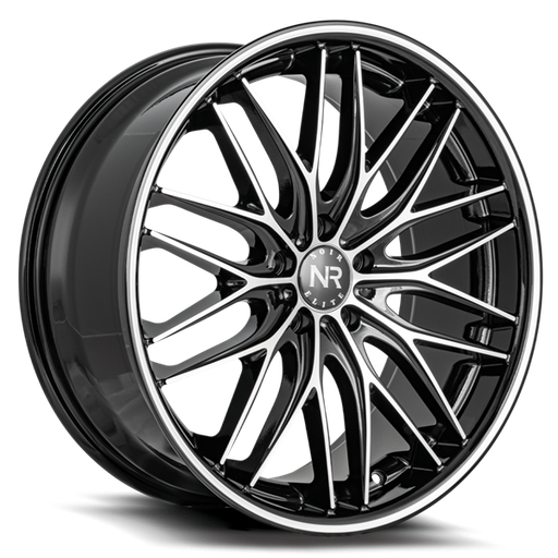 [NR10620855112-35GBMS] 20X8.5 NOIR ELITE NO 106 5X112 35MM C.B 66.56 GLOSS BLACK/MACHINE W/SS LIP