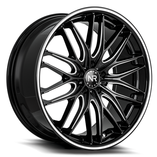 [NR10620855545-35GBML] 20X8.5 NOIR ELITE NO 106 5X114.3 35MM C.B 73.1 GLOSS BLACK MACHINE W/MACH PIN STRIPE
