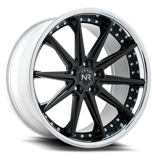 [NR11020855545-35MBS] 20X8.5 NOIR ELITE NO 110 5X114.3 35MM C.B 73.1 MATTE BLACK W/ SS LIP