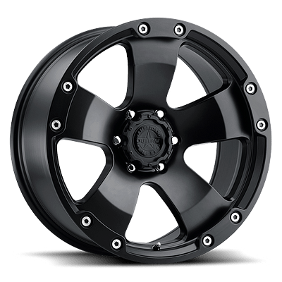 [67635] 20X9 AMERICAN OUTLAW BOOTLEGGER 5X127 -10MM C.B 71.5 SATIN BLACK MILLED RIVETS