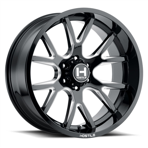 [H113-2210613545B] 22X10 HOSTILE H113 6X135 -25MM C.B 87 BLADE CUT ( BLACK MILLED )