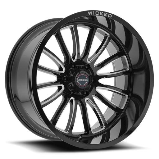 [W908220555-18GBMW] 22X10 WICKED 908 5X139.7 -18MM C.B 108 GLOSS BLACK MILLED
