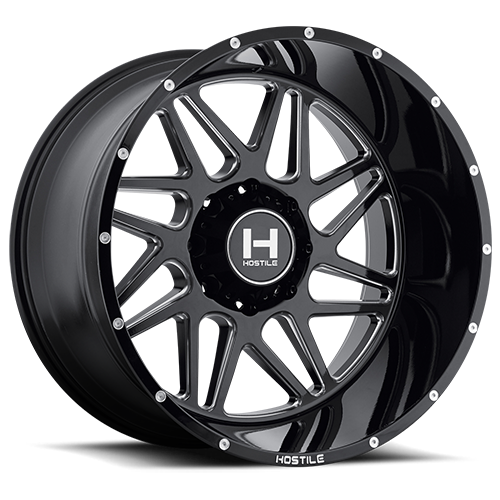 [H108-2212816547B] 22X12 HOSTILE H108 8X165 -44MM C.B 125.2 BLADE CUT (BLACK MILLED)