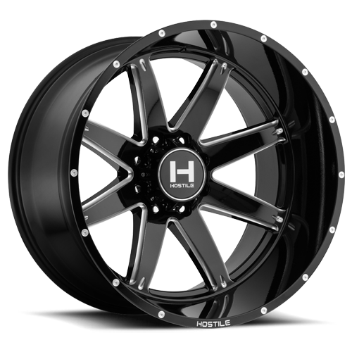 [H109-2212817047B] 22X12 HOSTILE H109 8X170 -44MM C.B 125.2 BLADE CUT (BLACK MILLED)